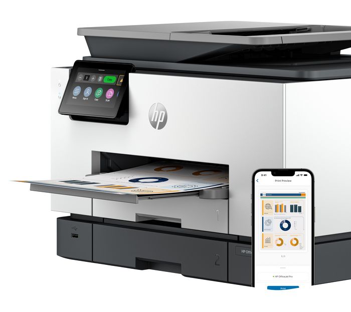 HP OfficeJet Pro 9130b - Imprimante tout-en-un couleur sans fil, WiFi, AirPrint, impression recto verso, écran tactile, ADF, fax