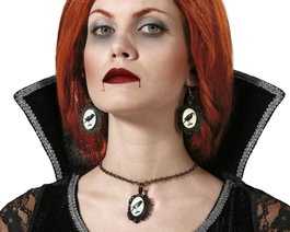 Atosa Set de collier et boucles d'oreilles victoriens avec corbeau pour déguisement de vampiresse