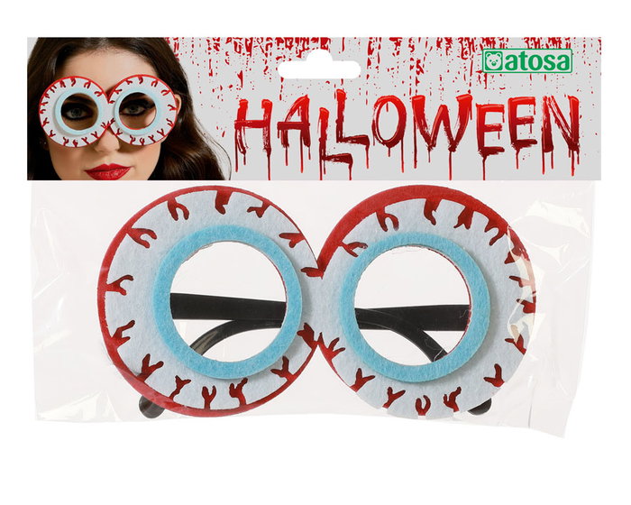 Déguisement Halloween - Lunettes effrayantes avec design yeux rouges - Accessoire costume zombie, sorcière, monstre - Unisexe adulte