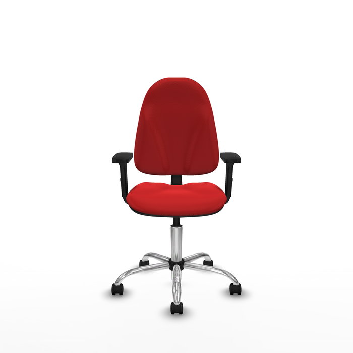 Chaise Algarra Contact permament de base Cuir écologique Rouge Structure chromée Accoudoir 2D Sans appui-tête Roulettes en nylon 50 mm