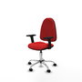 Chaise Algarra Contact permament de base Cuir écologique Rouge Structure chromée Accoudoir 2D Sans appui-tête Roulettes en nylon 50 mm