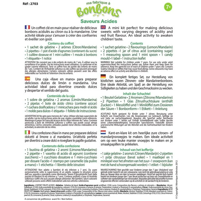 Sentosphere Kit créatif alimentaire Mini Fabrique à bonbons - Saveurs Acides - Expériences autour du goût - Dès 7 ans