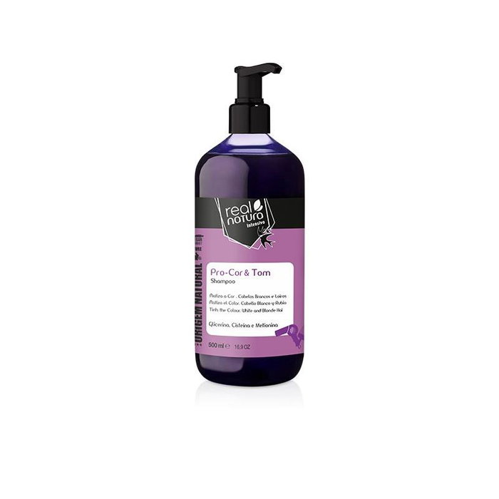 Real Natura - Shampoing Sans Sel Pro-Cor et Tomate 500ml pour Cheveux Blancs, Neutralise les Reflets Jaunes, avec Kératine et Cystéine Real Natura - Shampoing Sans Sel Pro-Cor et Tomate 500ml pour Cheveux Blancs, Neutralise les Reflets Jaunes, avec Kératine et Cystéine