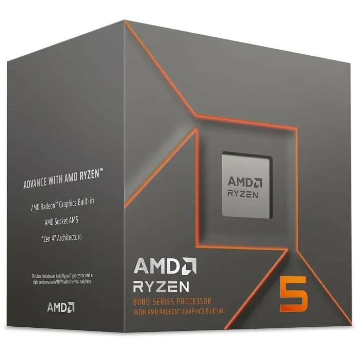 AMD Ryzen 5 8500G Processeur avec Ventilateur Wraith Stealth, 6 Coeurs, 12 Threads, 3.5 GHz jusqu'à 5.0 GHz Boost AMD Ryzen 5 8500G Processeur avec Ventilateur Wraith Stealth, 6 Coeurs, 12 Threads, 3.5 GHz jusqu'à 5.0 GHz Boost