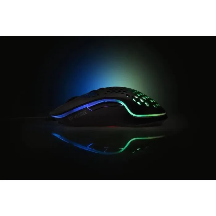 Yenkee Souris Gaming SHOTGUN YMS 3030BK, 6400 DPI, Design Perforé Léger 75g, Rétroéclairage RGB, Capteur IC 6651, 7 Boutons Programmable