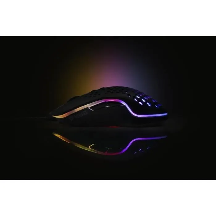 Yenkee Souris Gaming SHOTGUN YMS 3030BK, 6400 DPI, Design Perforé Léger 75g, Rétroéclairage RGB, Capteur IC 6651, 7 Boutons Programmable