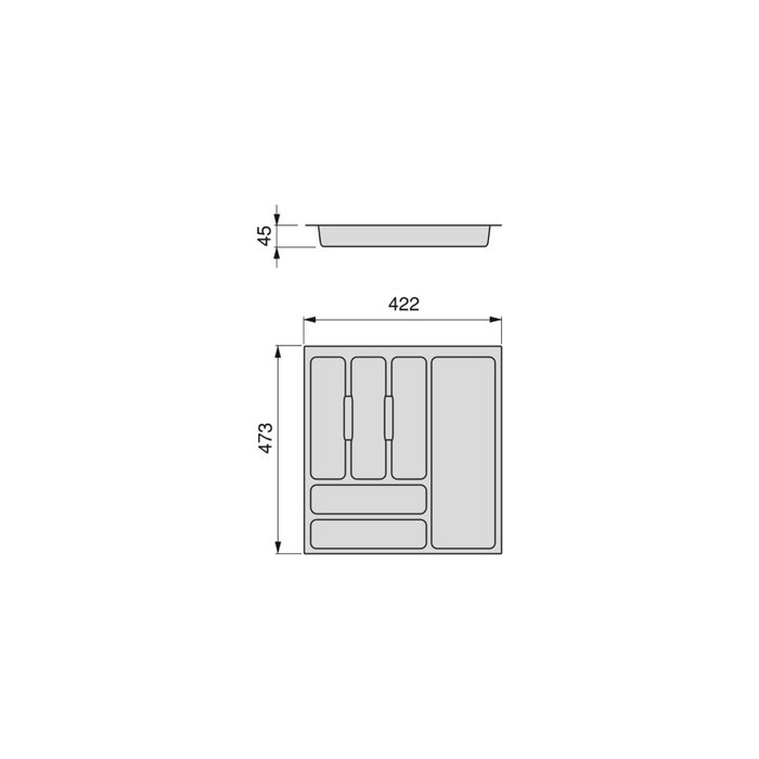 Emuca range-couverts Optima Vertex/Concept, profondeur 500mm, plateau 16mm, module 500mm, Plastique, Blanc