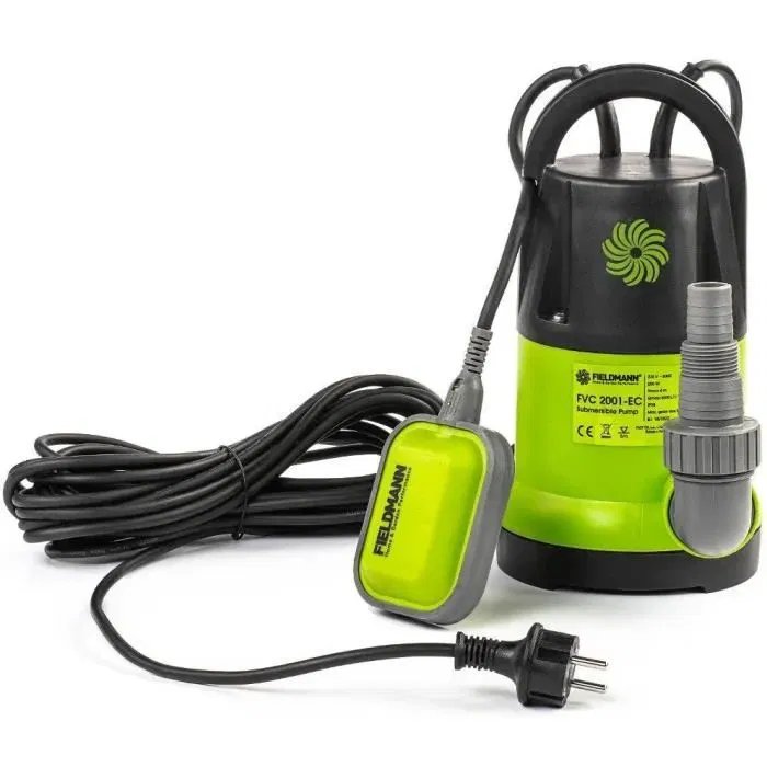 Fieldmann Pompe à eau propre submersible FVC 2001-EC 250W, débit 5000 l/h, hauteur manométrique 6 m, câble 10 m, interrupteur à flotteur