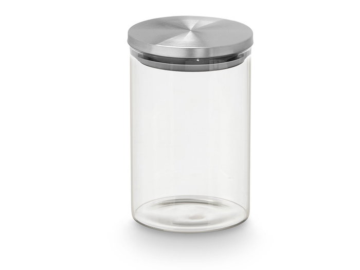 Vivalto Bocal rond en borosilicate 1,1 L avec couvercle en acier 10 x 16 x 10 cm (Set de 12)