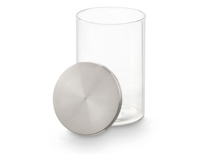 Vivalto Bocal rond en borosilicate 1,1 L avec couvercle en acier 10 x 16 x 10 cm (Set de 12)