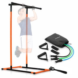 Pack station de tractions fitness et set de bandes de résistance avec accessoires et guide InnovaGoods