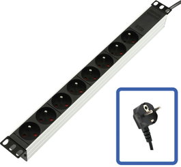 Lanview Bande d'alimentation 19 pouces 1U 8 prises Schuko