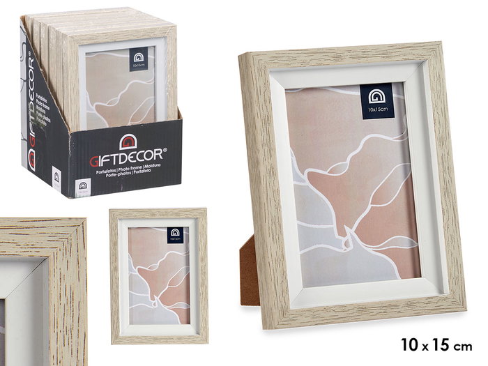 Giftdecor Porte-photos naturel bord blanc 10x15 cm plastique et verre beige et blanc (Set de 24) Giftdecor Porte-photos naturel bord blanc 10x15 cm plastique et verre beige et blanc (Set de 24)
