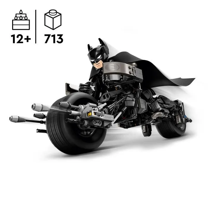 Lego DC Batman 76273 Figurine de Batman à Construire avec Moto Bat-Pod Articulée, 713 Pièces, Jouet The Dark Knight pour Enfants 12 ans et plus