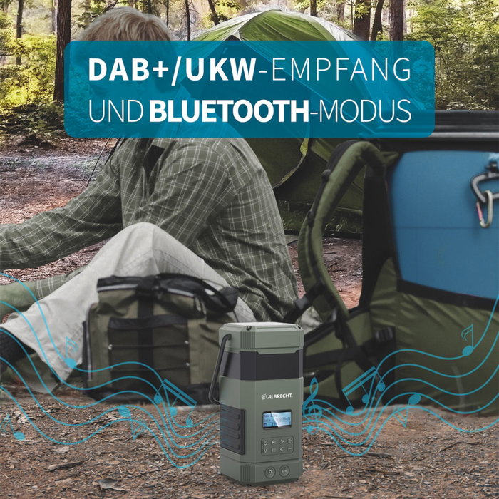 Albrecht DR 114 DAB+ Radio de plein air avec lampe de camping, Vert