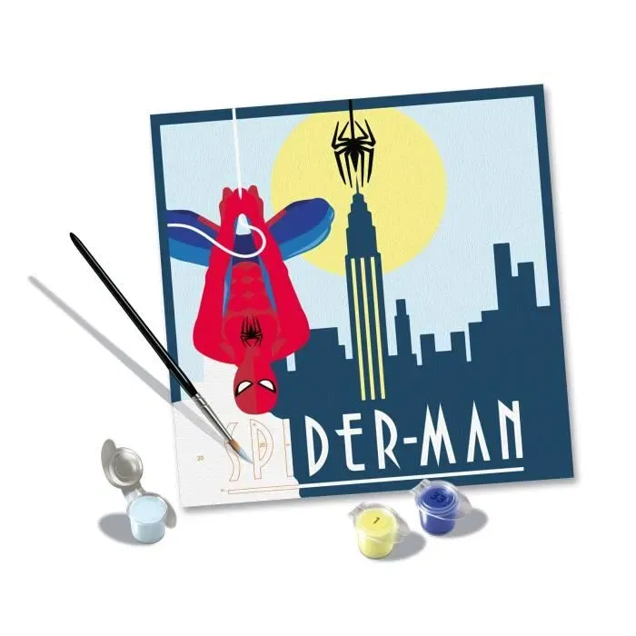 Ravensburger 23891 - CreArt Tableau Peinture par Numéros Spider Man 20x20 cm - Loisir Créatif pour Adultes, à Partir de 12 Ans