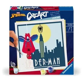Ravensburger 23891 - CreArt Tableau Peinture par Numéros Spider Man 20x20 cm - Loisir Créatif pour Adultes, à Partir de 12 Ans