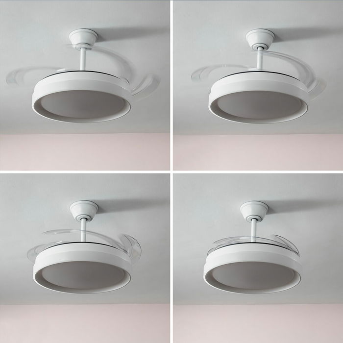 Ventilateur de Plafond avec Lumière LED et 4 Pales Rétractables Woteez InnovaGoods Bois 72 W Ø49-104 cm