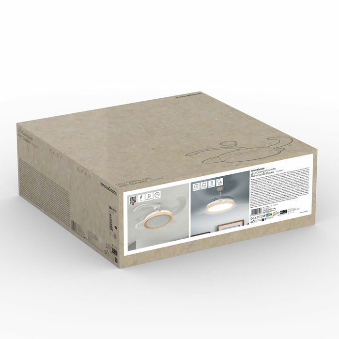 Ventilateur de Plafond avec Lumière LED et 4 Pales Rétractables Woteez InnovaGoods Bois 72 W Ø49-104 cm