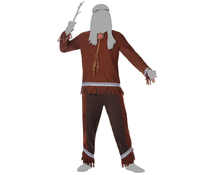 Disfraz Indio Hombre Adulto Marrón Oscuro M-L Disfraz Indio Hombre Adulto Marrón Oscuro M-L