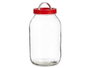 Vivalto Bocal en verre 3L avec couvercle rouge et anse 13x24x13 cm (Set de 6)