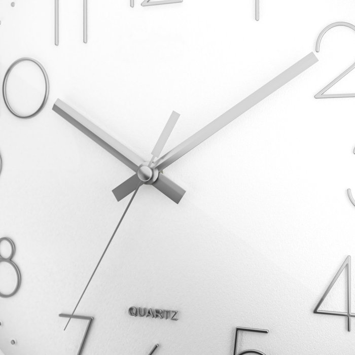 Mebus Horloge murale à quartz 19627 Argent/Blanc