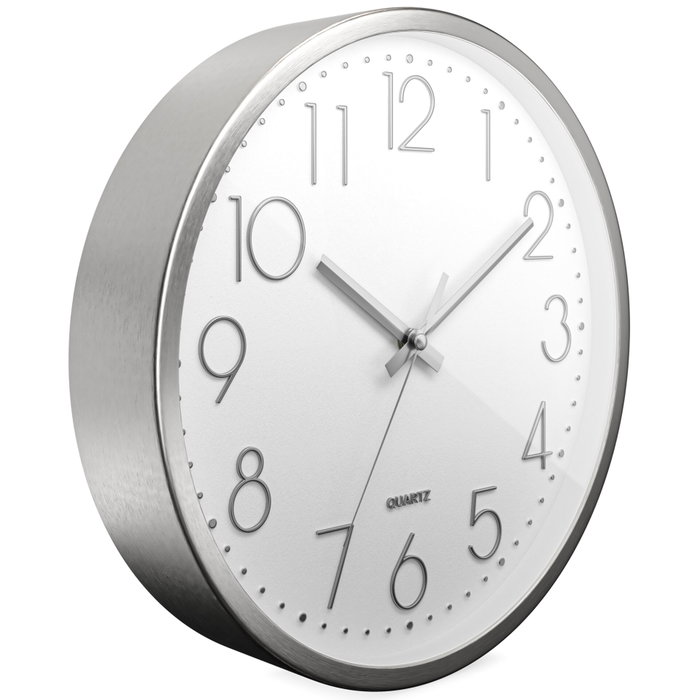 Mebus Horloge murale à quartz 19627 Argent/Blanc