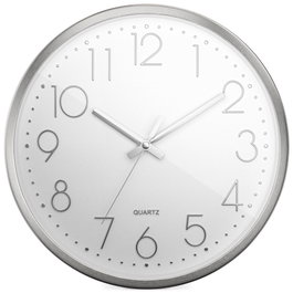 Mebus Horloge murale à quartz 19627 Argent/Blanc