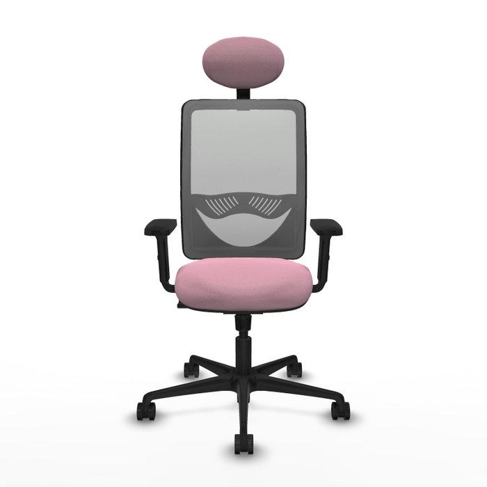 PIQUERAS Y CRESPO Chaise Zulema Synchro Rose Maille Gris avec Appui-tête et Accoudoirs 2D PIQUERAS Y CRESPO Chaise Zulema Synchro Rose Maille Gris avec Appui-tête et Accoudoirs 2D