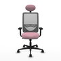 PIQUERAS Y CRESPO Chaise Zulema Synchro Rose Maille Gris avec Appui-tête et Accoudoirs 2D