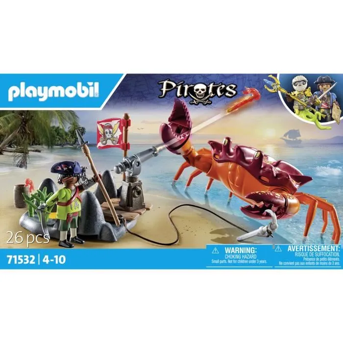 PLAYMOBIL 71532 Set de jeu Les Pirates avec pirate, crabe géant, canon et accessoires - 26 pièces - À partir de 4 ans