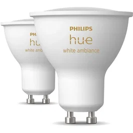 Philips Hue Pack de 2 ampoules LED Spot GU10 Blanc chaud à blanc froid