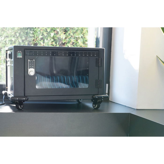 Digitus Armoire de chargement mobile USB-C pour 16 tablettes jusqu'à 13", avec désinfection UV-C et verrouillage électronique, noir