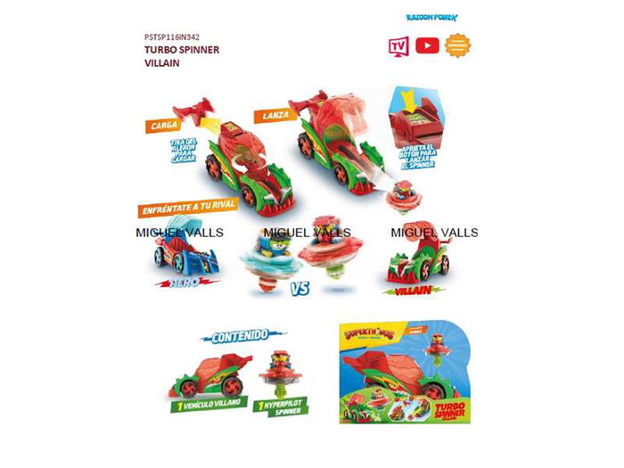 Superthings - Kazoom Power Vehiculo Turbo Spinner Villain - Figurine de véhicule - 23x19x8 cm - À partir de 3 ans