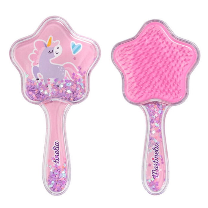 Martinelia Cepillo de Pelo Unicornio con Brillo para Niños, Suave para Desenredar, para Seco o Mojado, Cepillo Mágico con Forma de Varita