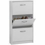 FMD Meuble à chaussures 3 abattants Blanc L58,5 x p17 x H168,3 cm