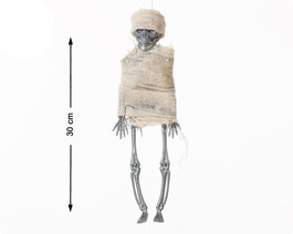 Squelette en plastique enveloppé de gaze 30 cm pour décoration Halloween