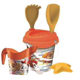 Unice - Seau de plage avec accessoires thématique Paw Patrol - 18 cm - Inclut tamis, pelle, râteau, arrosoir et moules