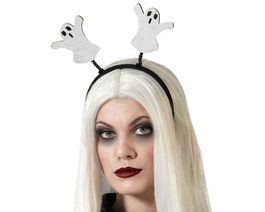 Diadème Halloween Fantôme Blanc - Accessoire de Fête Fantôme - Diadème Décoratif avec Fantômes pour Costume Sorcière et Fêtes