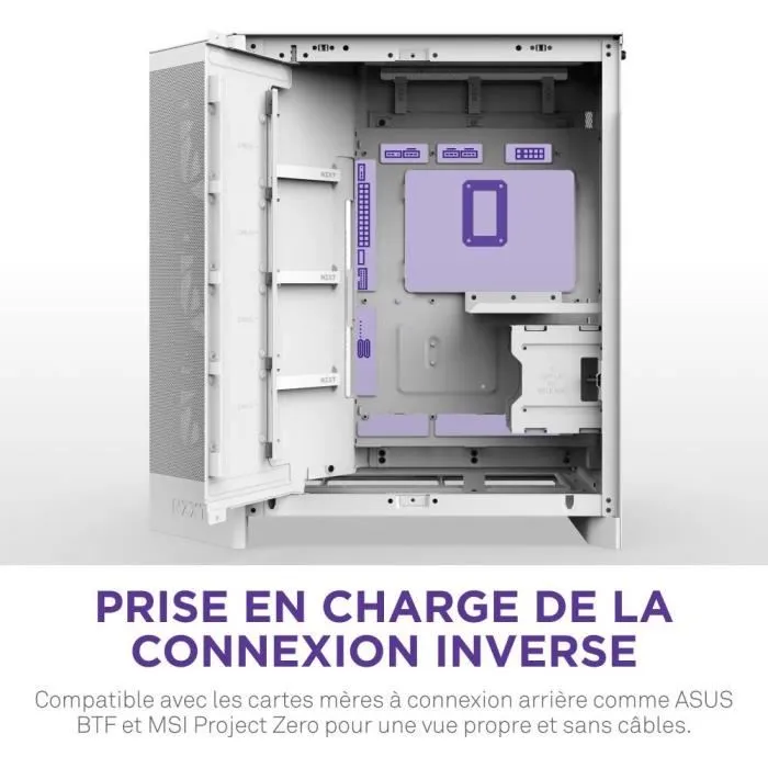 NZXT CM-H92FW-P1 Boîtier PC H9 Flow RGB Blanc avec Ventilateurs RGB et Contrôleur CAM