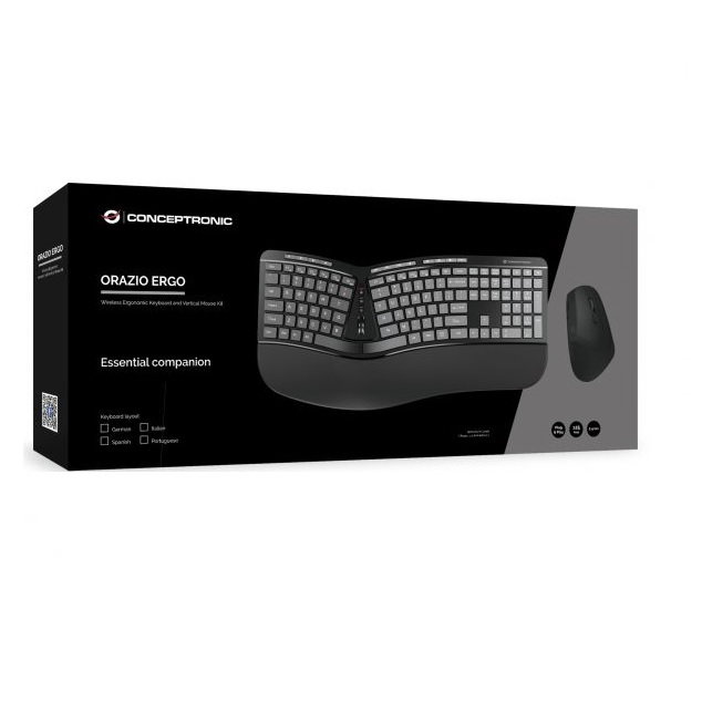 Conceptronic ORAZIO02ES Kit Teclado et Souris sans fil 2.4GHz Ergonomique Clavier Espagnol 125 touches Souris 6 boutons DPI réglable Conceptronic ORAZIO02ES Kit Teclado et Souris sans fil 2.4GHz Ergonomique Clavier Espagnol 125 touches Souris 6 boutons DPI réglable