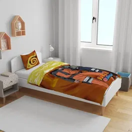 Parure de lit Naruto - Naruto et Kakashi - Microfibre - 1 housse de couette 140x200 cm + 1 taie 63x63 cm - Produit sous licence
