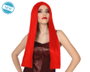 Perruque longue rouge feu 60 cm avec raie centrale