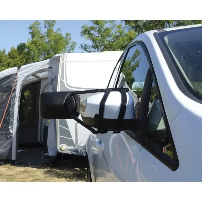 Froli Rétroviseur supplémentaire articulé voiture avec miroir d'angle mort orientable - Rétroviseur d'appoint réversible pour rétroviseur d'origine - Montage simple par courroies