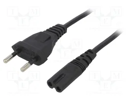 AKYGA Câble d'alimentation H03VVH2-F 1,5m, CEE 7/16 (C) vers IEC C7 femelle
