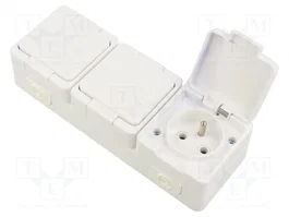 ABEX Socle d'alimentation AC 2P+PE 16A 250V blanc IP44