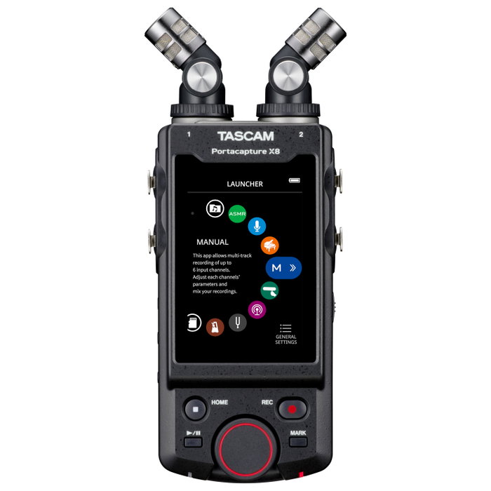 Tascam Portacapture X8 Enregistreur multiportable haute résolution 8 pistes 192 kHz/32 bit avec écran tactile et micros X/Y Tascam Portacapture X8 Enregistreur multiportable haute résolution 8 pistes 192 kHz/32 bit avec écran tactile et micros X/Y