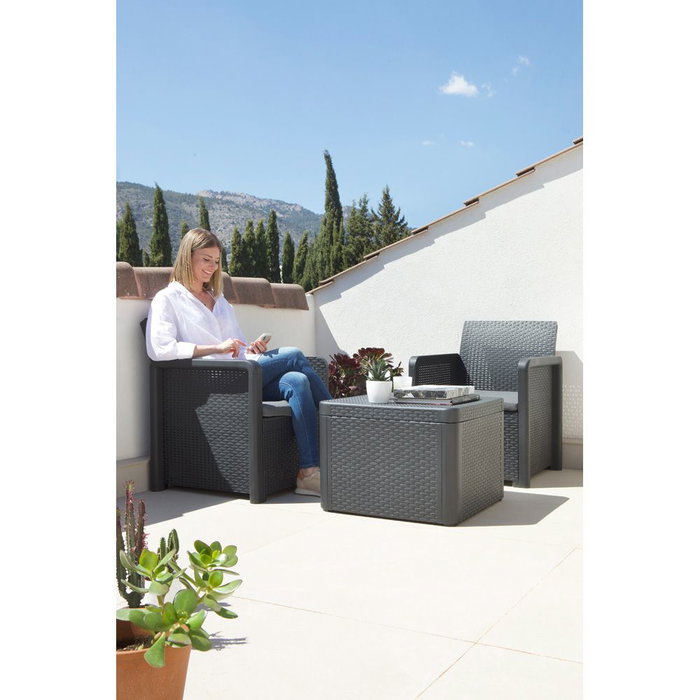 Ensemble Table avec 2 Sièges Shaf Anthracite 57 X 57 X 42 CM (3 Pièces)
