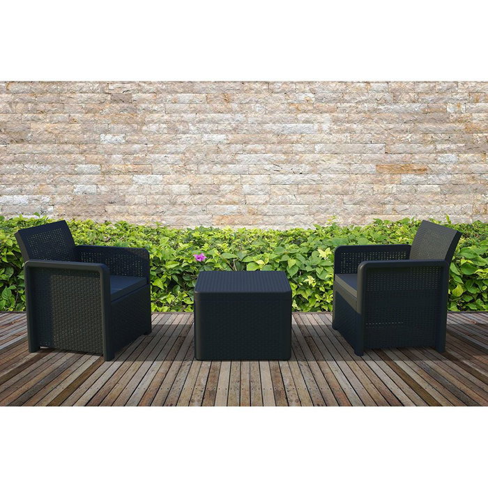 Ensemble Table avec 2 Sièges Shaf Anthracite 57 X 57 X 42 CM (3 Pièces)