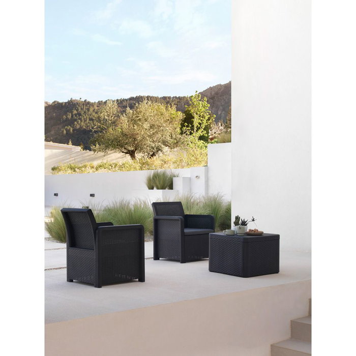 Ensemble Table avec 2 Sièges Shaf Anthracite 57 X 57 X 42 CM (3 Pièces)